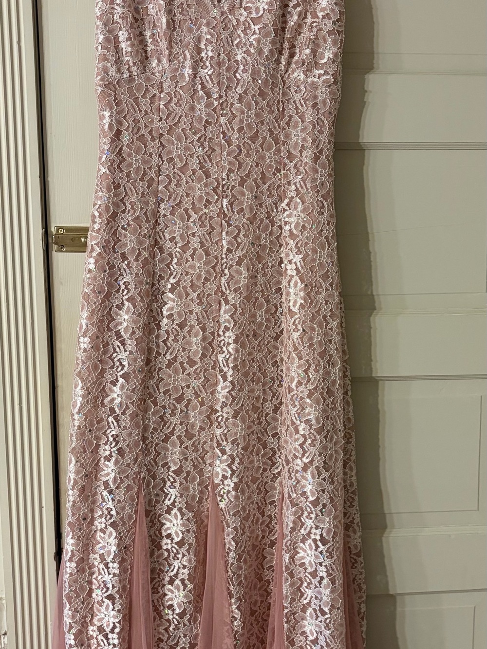 Blush Pink Lace Evening Dress